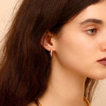 Load image into Gallery viewer, 18kt Gold Plated Winding Illusion Diamond Studded Hoop Earrings, Chloe