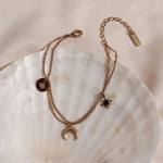 Load image into Gallery viewer, 18 Kt Gold Plated Moon Star Charm bracelet, Francessca - Inaya Accessories