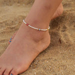 Load image into Gallery viewer, 18kt Gold Plated Natural Pearl and Glass Stone Demi Fine Anklet, Aksa