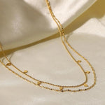 Load image into Gallery viewer, 18kt Gold Plated Double Layered Beaded Diamond Necklace, Mia - Inaya Accessories