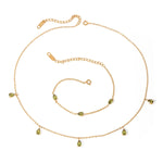 Load image into Gallery viewer, 18kt Gold Plated Green Waterdrop Cubic Zirconia Necklace, Claire Dunphy
