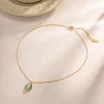 Load image into Gallery viewer, 18kt Gold Plated Waterdrop Green Necklace, Kirron Kher
