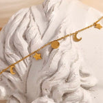 Load image into Gallery viewer, 18kt Gold Plated Sun Star and Moon Dainty Charm Bracelet, August