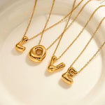 Load image into Gallery viewer, 18KT Gold Plated Waterproof Statement Bubble Initial Pendant Necklace