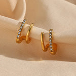 Load image into Gallery viewer, 18KT Gold Plated 2 In 1 Piercing Earrings, Irena - Inaya Accessories