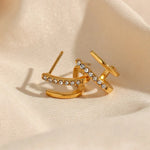 Load image into Gallery viewer, 18KT Gold Plated 2 In 1 Piercing Earrings, Irena - Inaya Accessories
