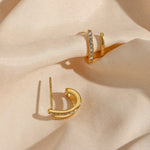 Load image into Gallery viewer, 18KT Gold Plated 2 In 1 Piercing Earrings, Irena - Inaya Accessories