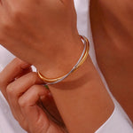 Load image into Gallery viewer, 18kt Gold Plated 2 in 1 Bangle Bracelet, Kiran - Inaya Accessories