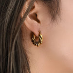 Load image into Gallery viewer, 18KT Gold Plated Twist Rope Earrings, Laura - Inaya Accessories
