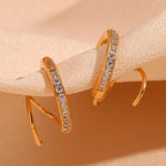 Load image into Gallery viewer, 18kt Gold Plated Winding Illusion Diamond Studded Double Hoop Earrings, Chloe