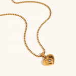 Load image into Gallery viewer, 18kt Gold Plated Zircon Heart Lock Pendant Necklace With Rope Chain, Aditi