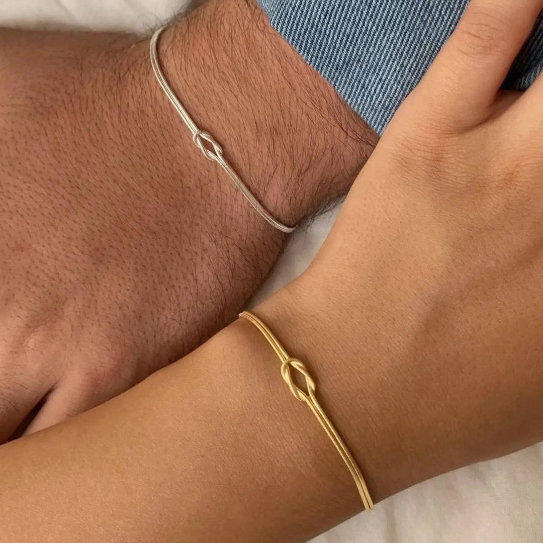 18kt Gold Plated Minimalistic Knot Twisted Bracelet, Hermoine