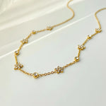 Load image into Gallery viewer, 18kt Gold Plated Cubic Zirconia Flower Charm Choker Necklace, Myra