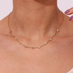 Load image into Gallery viewer, 18kt Gold Plated Cubic Zirconia Flower Charm Choker Necklace, Myra