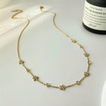 Load image into Gallery viewer, 18kt Gold Plated Cubic Zirconia Flower Charm Choker Necklace, Myra