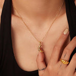 Load image into Gallery viewer, 18kt Gold Plated Zircon Studded Moon Charm Pendant Necklace, Luna