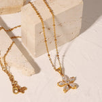 Load image into Gallery viewer, 18kt Gold Plated Rolo Chain Dainty Daisy Flower Pendant Necklace, Lorelai