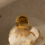 Load image into Gallery viewer, 18kt Gold Plated Hammered Statement Open Ring, Pebble - Inaya Accessories