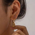 Load image into Gallery viewer, 18Kt Gold Plated Rectangle Inlaid Zircon Earrings, Blair - Inaya Accessories