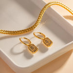 Load image into Gallery viewer, 18Kt Gold Plated Rectangle Inlaid Zircon Earrings, Blair - Inaya Accessories