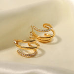 Load image into Gallery viewer, 18Kt Gold Plated Triple Hoop Zircon Earrings, Natalie - Inaya Accessories
