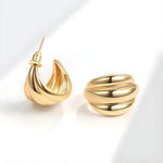 Load image into Gallery viewer, 18KT Gold Plated 3 Strand Chunky Stud Hoop Earrings, Alex