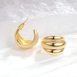 Load image into Gallery viewer, 18KT Gold Plated 3 Strand Chunky Stud Hoop Earrings, Alex