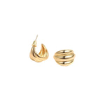 Load image into Gallery viewer, 18KT Gold Plated 3 Strand Chunky Stud Hoop Earrings, Alex