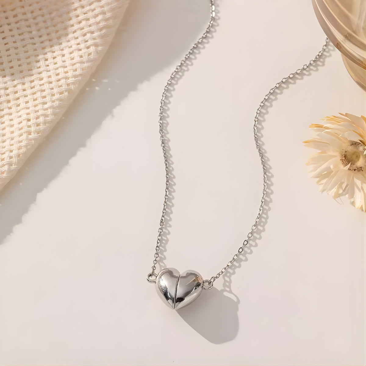 18kt gold plated stainless steel split minimal heart pendant necklace for women, alice