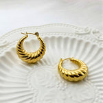 Load image into Gallery viewer, 18KT Gold Plated Brass Chunky Twisted Statement Hoop Earrings for Women, Althea