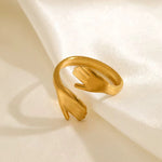 Load image into Gallery viewer, 18KT Gold Plated Adjustable Hugging Hands Open Wrap Ring, Amara