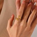 Load image into Gallery viewer, 18KT Gold Plated Adjustable Hugging Hands Open Wrap Ring, Amara
