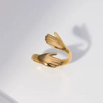 Load image into Gallery viewer, 18KT Gold Plated Adjustable Hugging Hands Open Wrap Ring, Amara
