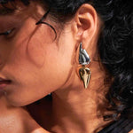 Load image into Gallery viewer, Inaya Two Toned Abstract Fluid Drop Earrings, Aura