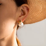 Load image into Gallery viewer, 18KT Gold Plated Stainless Steel Bold Pearl Drop Stud Earrings for Women, Blythe (pre-order)