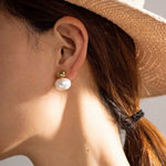 Load image into Gallery viewer, 18KT Gold Plated Stainless Steel Bold Pearl Drop Stud Earrings for Women, Blythe (pre-order)