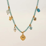 Load image into Gallery viewer, Candy Necklace, 18KT Gold Plated Stainless Steel Heart, Beads and Butterfly Charm Rope Necklace