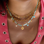 Load image into Gallery viewer, Candy Necklace, 18KT Gold Plated Stainless Steel Heart, Beads and Butterfly Charm Rope Necklace