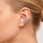 Load image into Gallery viewer, Silver Multi-Row Pave Crystal Wing Ear Cuff, Cyra