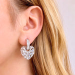 Load image into Gallery viewer, Dainty Heart Cut-Out Huggie Hoops with Zirconia Heart Drop Earrings, Elina