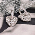 Load image into Gallery viewer, Dainty Heart Cut-Out Huggie Hoops with Zirconia Heart Drop Earrings, Elina