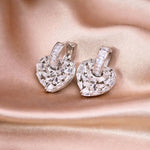 Load image into Gallery viewer, Dainty Heart Cut-Out Huggie Hoops with Zirconia Heart Drop Earrings, Elina