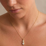 Load image into Gallery viewer, 18KT Gold Plated Double Teardrop Crystal Necklace, Esme