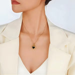 Load image into Gallery viewer, 18KT Gold Plated Stainless Steel Black Enamel Heart Pendant Necklace for Women, Felicity