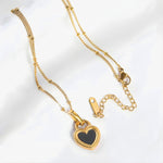 Load image into Gallery viewer, 18KT Gold Plated Stainless Steel Black Enamel Heart Pendant Necklace for Women, Felicity