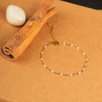 Load image into Gallery viewer, 18 KT Gold Plated Stainless Steel Dainty White Rolo Bead Bracelet, Gretchen