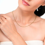 Load image into Gallery viewer, 18 KT Gold Plated Stainless Steel Dainty Green Rolo Bead Necklace, Indie