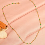 Load image into Gallery viewer, 18 KT Gold Plated Stainless Steel Dainty Green Rolo Bead Necklace, Indie