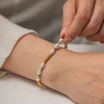 Load image into Gallery viewer, Joy Bracelet, 18KT Gold Plated Stainless Steel Pearls & Gold Beads Bracelet