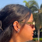 Load image into Gallery viewer, Modern Ruby & CZ Criss-Cross Jacket Earring with Matching Cuff Set, Kiana